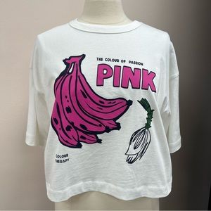 FARM Rio Pink Bananas Color Therapy Cotton Graphic Tee In Off-white